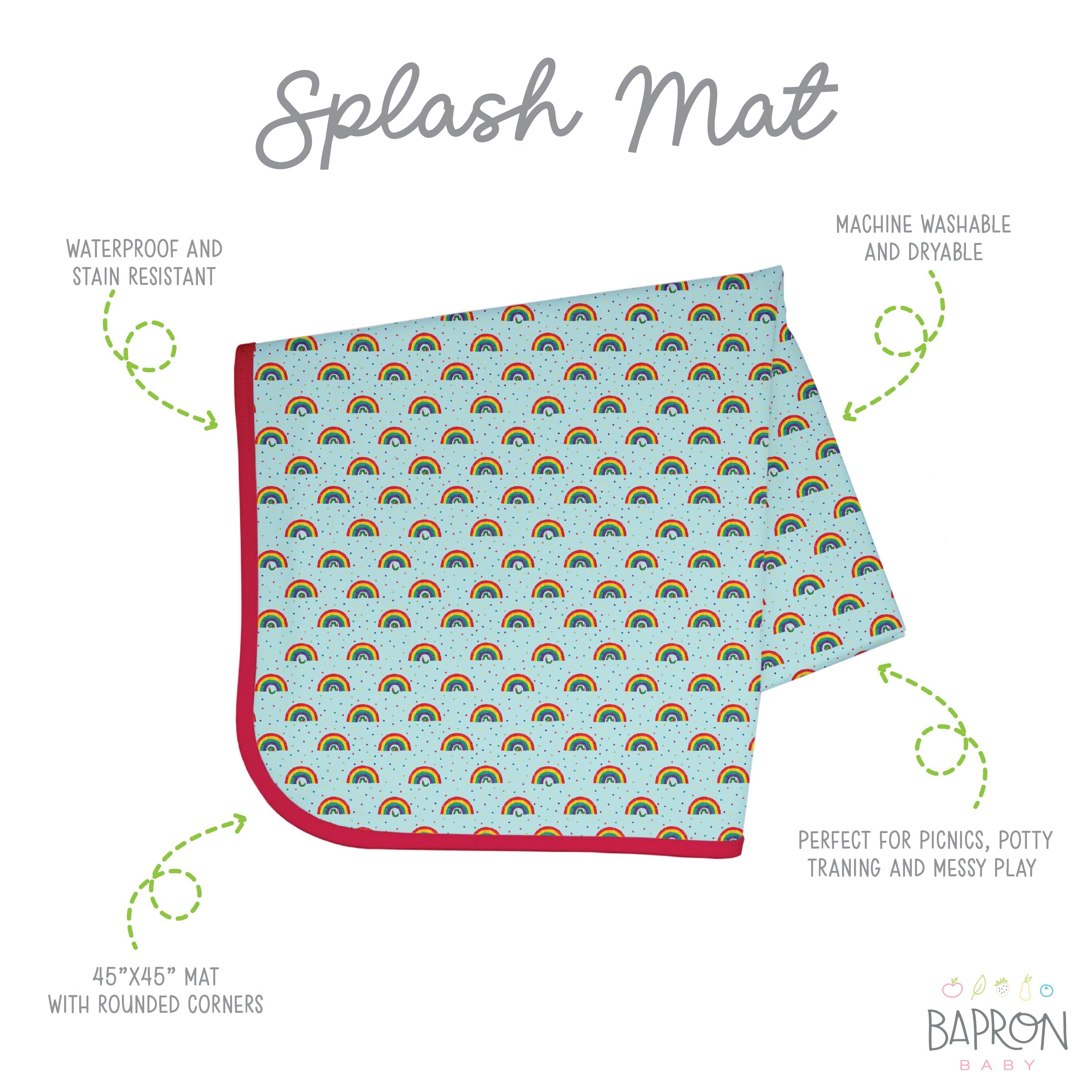 Rainbow Caterpillar Splash Mat - From The World Of Eric Carle - A Waterproof Catch-all For Highchair Spills And More!
