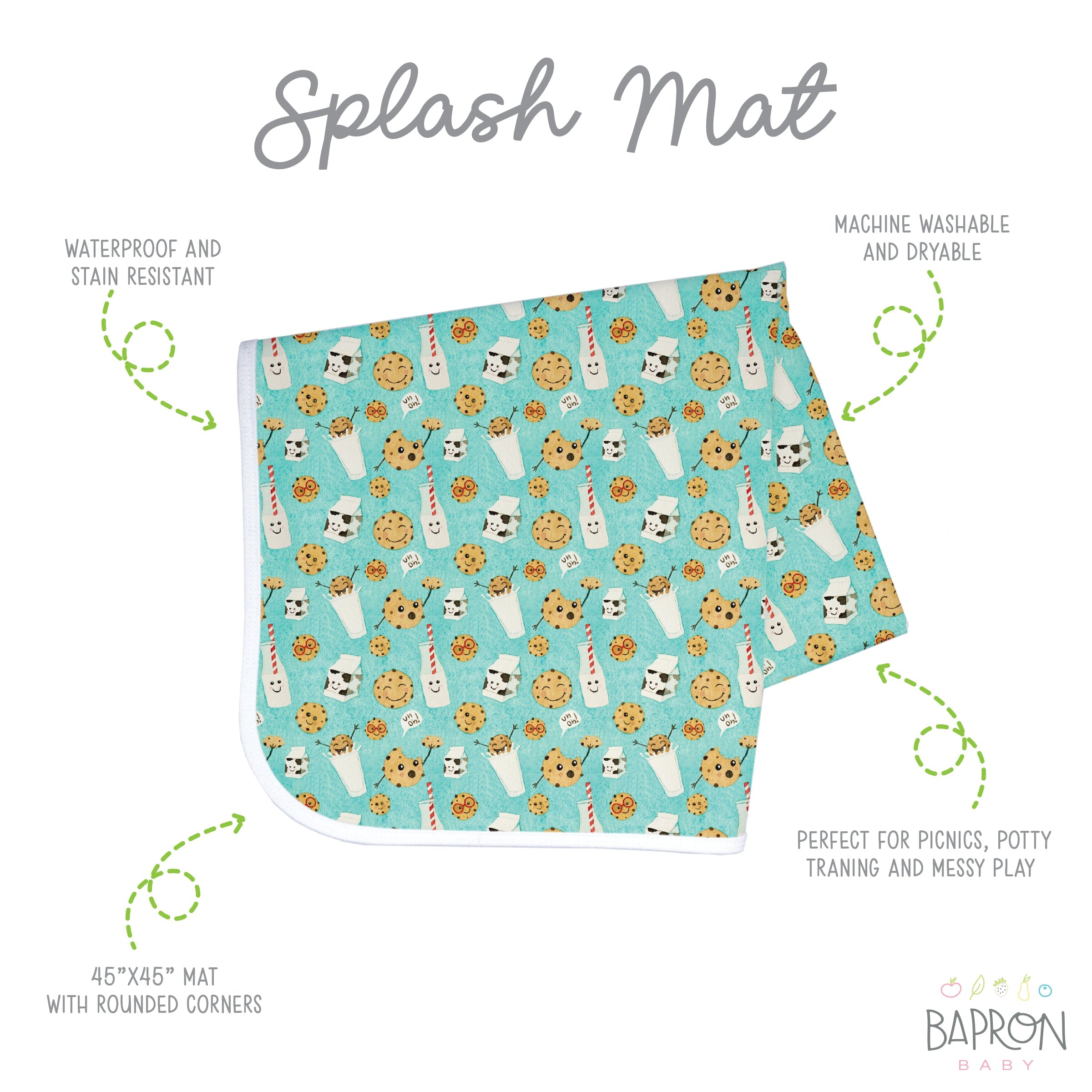 Cookies & Milk Splash Mat - A Waterproof Catch-all For Highchair Spills And More!