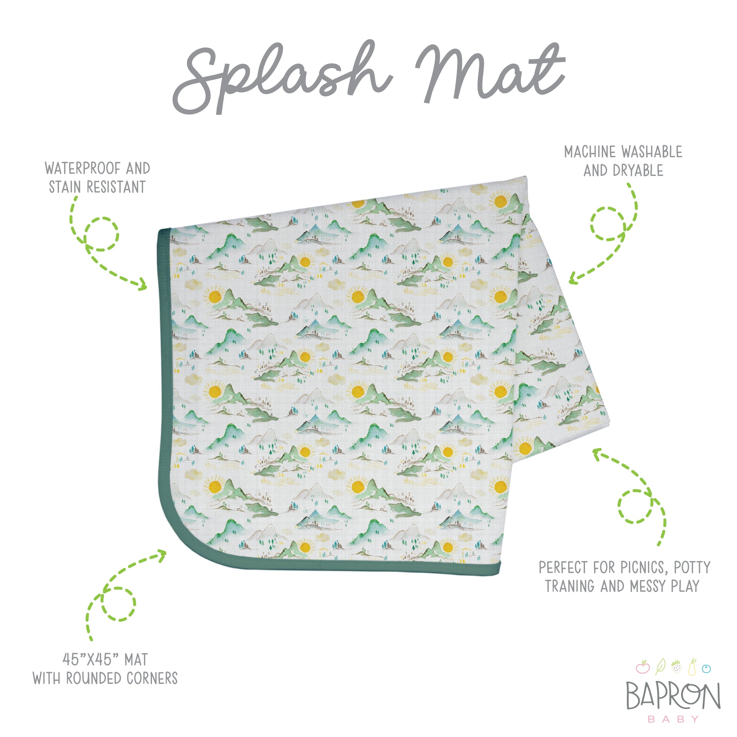 Mountain Mist Splash Mat - A Waterproof Catch-all For Highchair Spills And More!