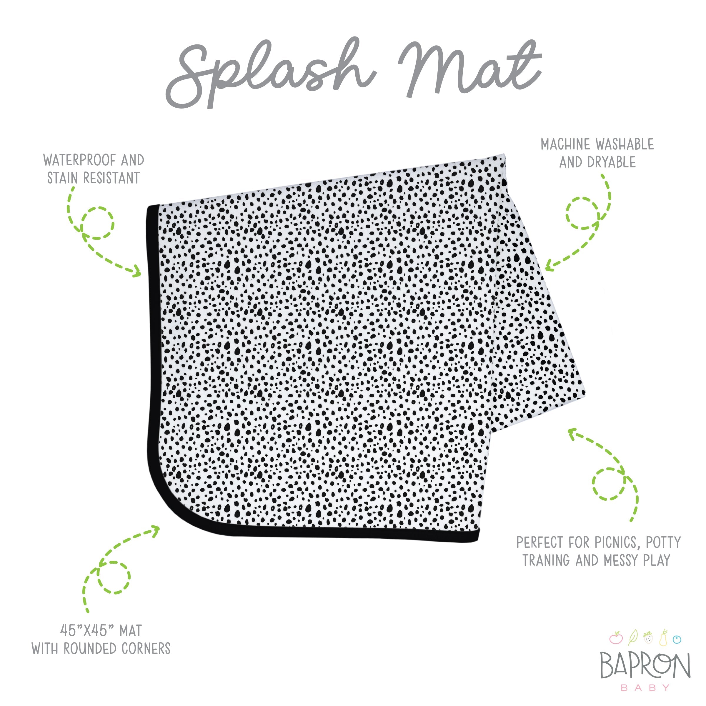 Organic Dot Splash Mat - A Waterproof Catch-all For Highchair Spills And More!