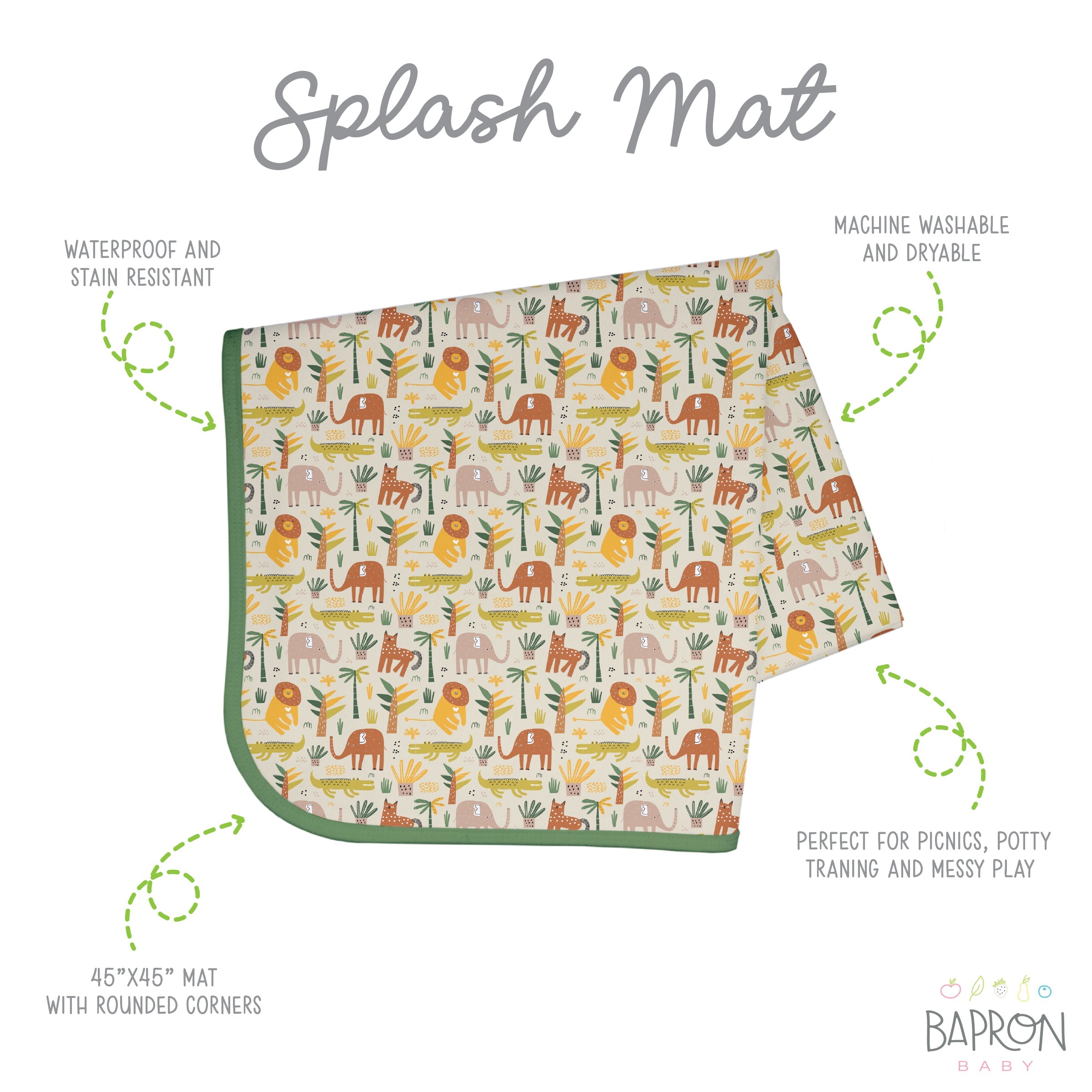 Safari Splash Mat - A Waterproof Catch-all For Highchair Spills And More!