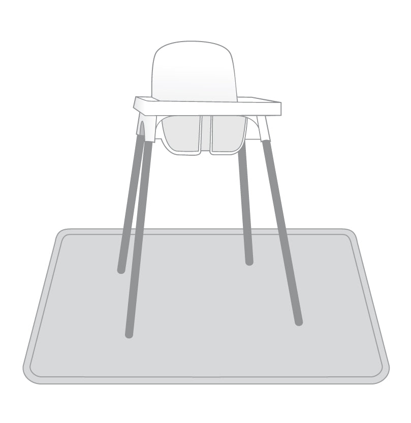 Solid Light Gray Minimalist Splash Mat - A Waterproof Catch-all For Highchair Spills And More!