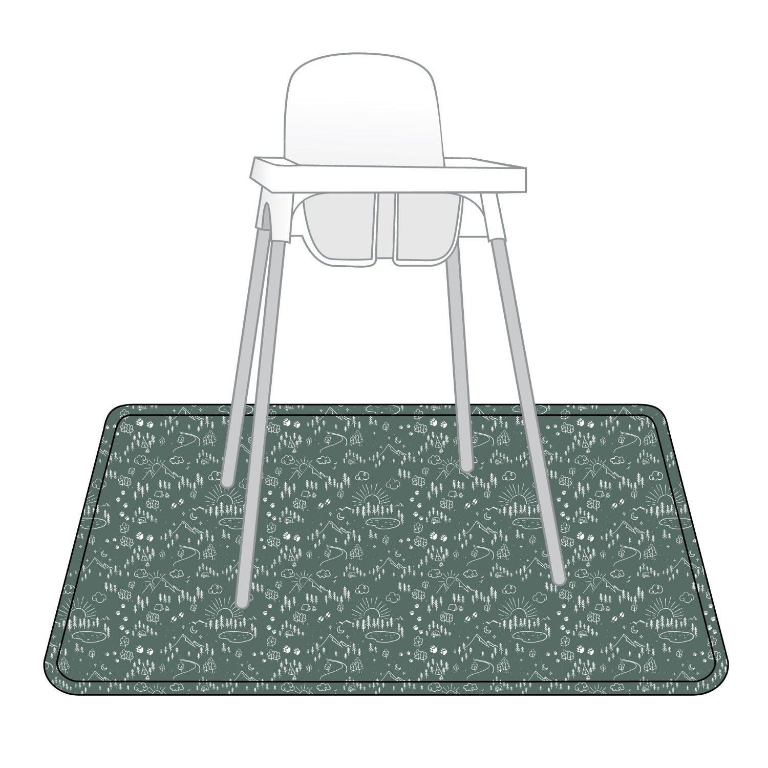 Pine Forest Splash Mat - A Waterproof Catch-all For Highchair Spills And More!