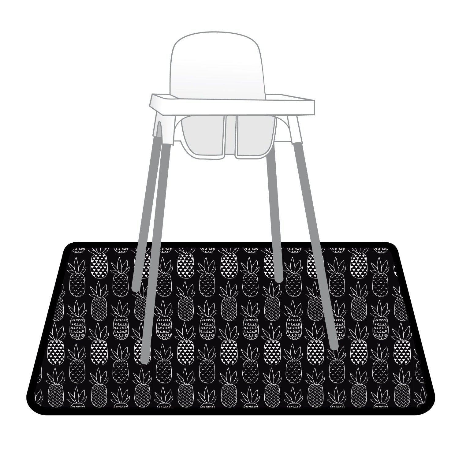 Pineapple Monochrome Splash Mat - A Waterproof Catch-all For Highchair Spills And More!