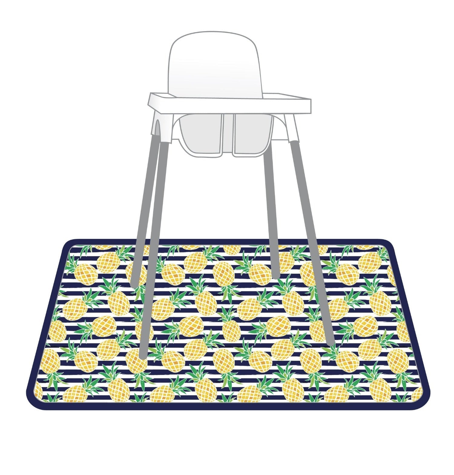 Summer Stripes - Pineapple - Splash Mat - A Waterproof Catch-all For Highchair Spills And More!