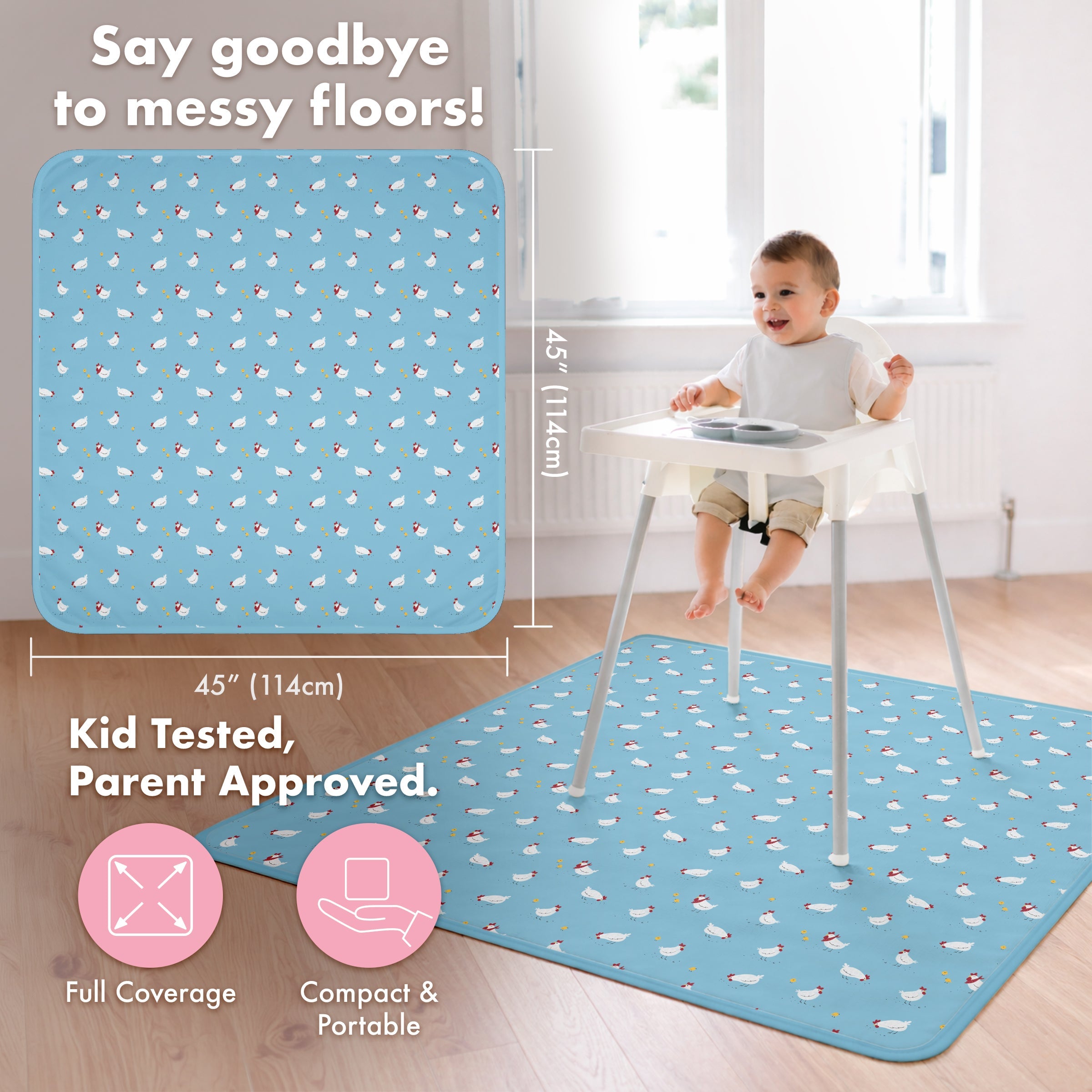 Little Chickies Splash Mat - A Waterproof Catch-all For Highchair Spills And More!