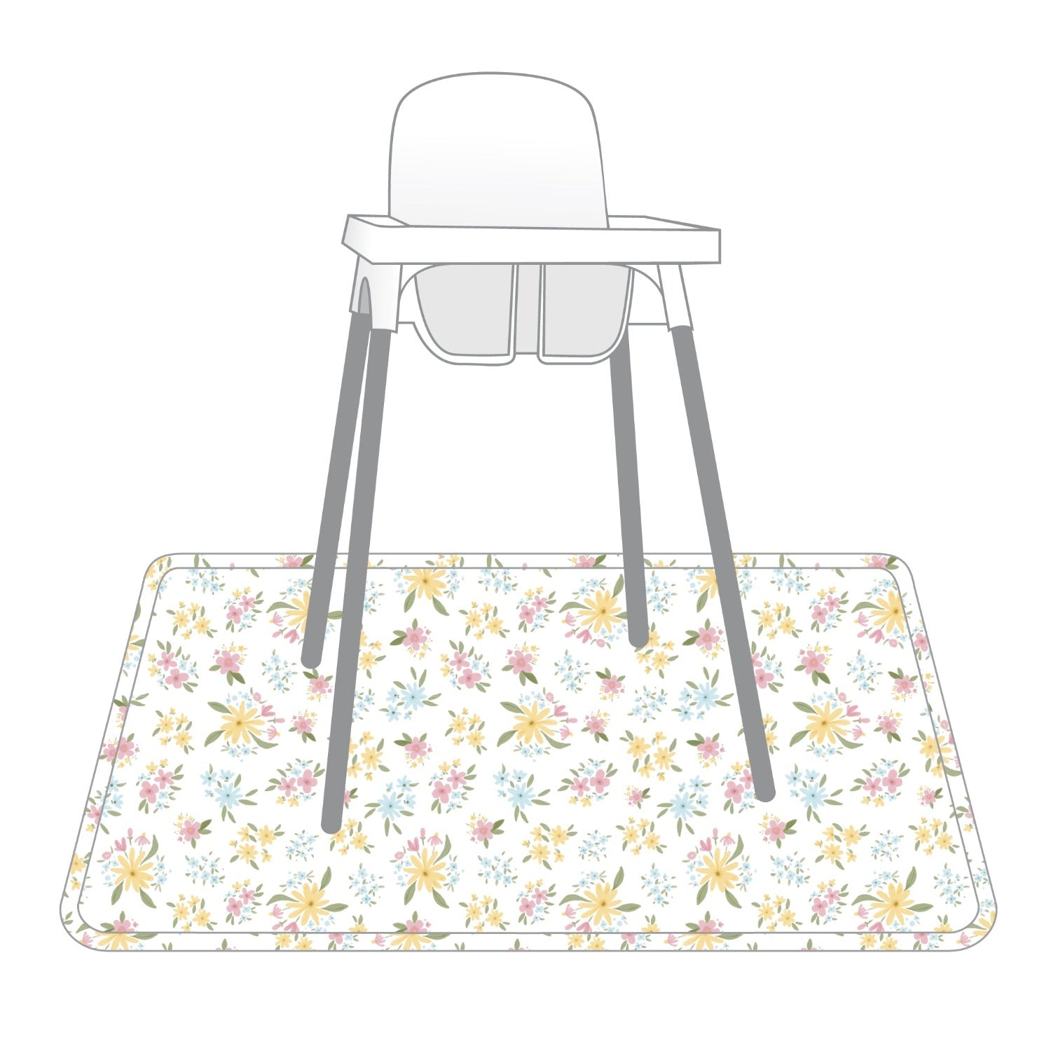 Pastel Floral Splash Mat - A Waterproof Catch-all For Highchair Spills And More!