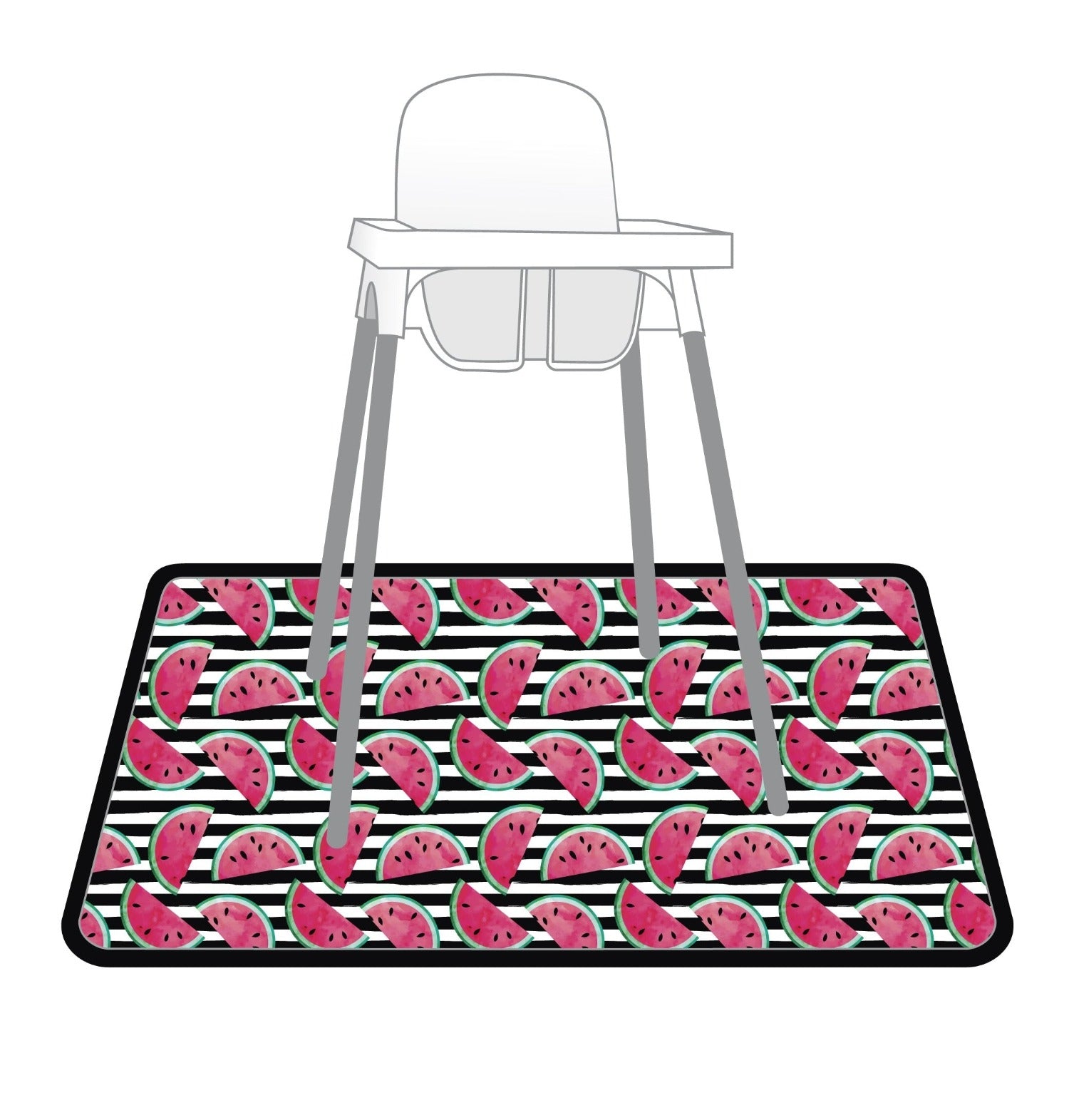 Summer Stripes - Watermelon - Splash Mat - A Waterproof Catch-all For Highchair Spills And More!