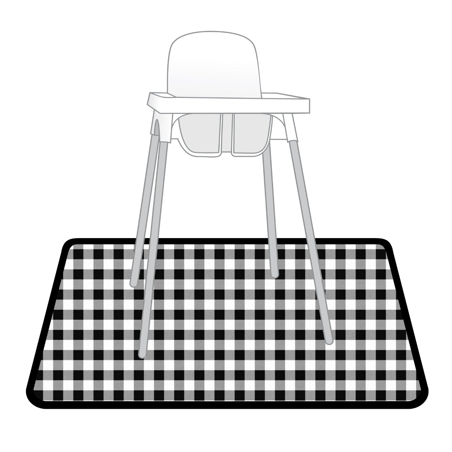 White Buffalo Plaid Splash Mat  - A Waterproof Catch-all For Highchair Spills And More!