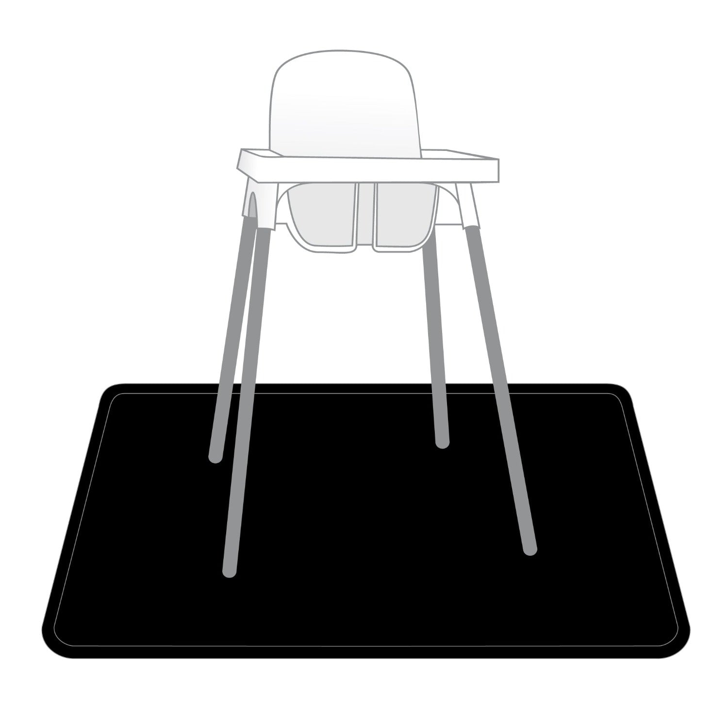 Solid Black Minimalist Splash Mat - A Waterproof Catch-all For Highchair Spills And More!