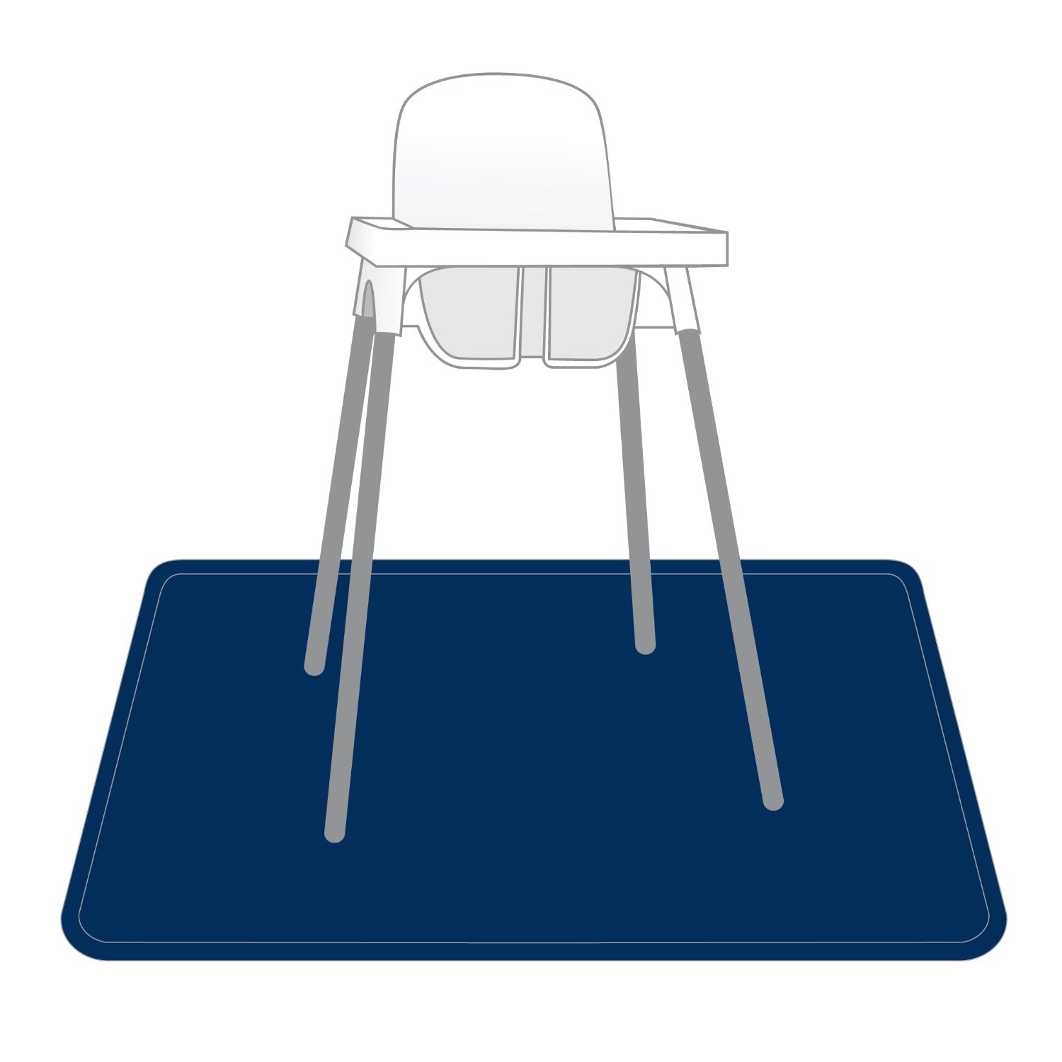 Solid Navy Minimalist Splash Mat - A Waterproof Catch-all For Highchair Spills And More!