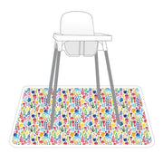 Rainbow Watercolor Floral Splash Mat - A Waterproof Catch-all For Highchair Spills And More!