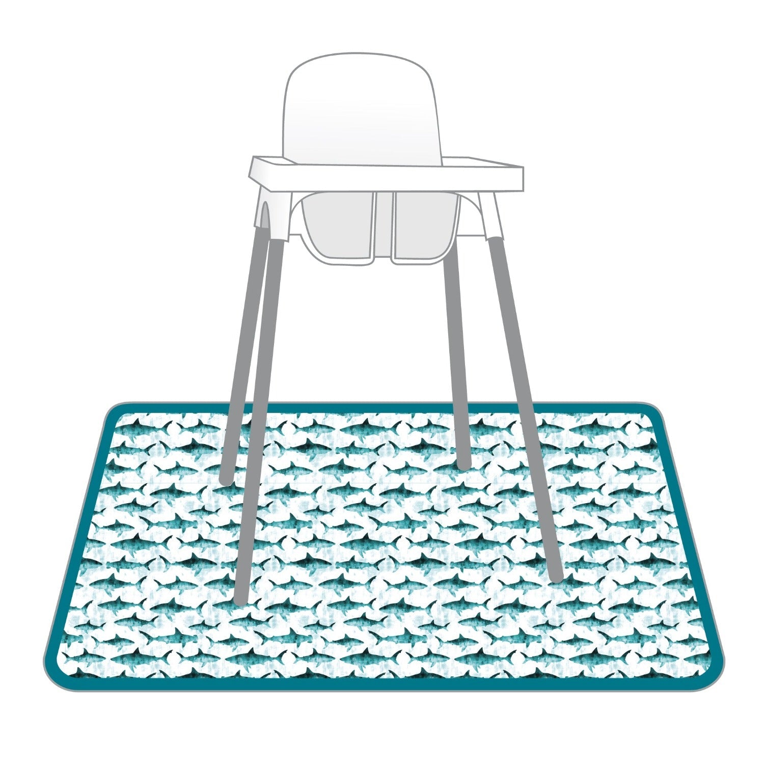 Shark Attack Splash Mat - A Waterproof Catch-all For Highchair Spills And More!