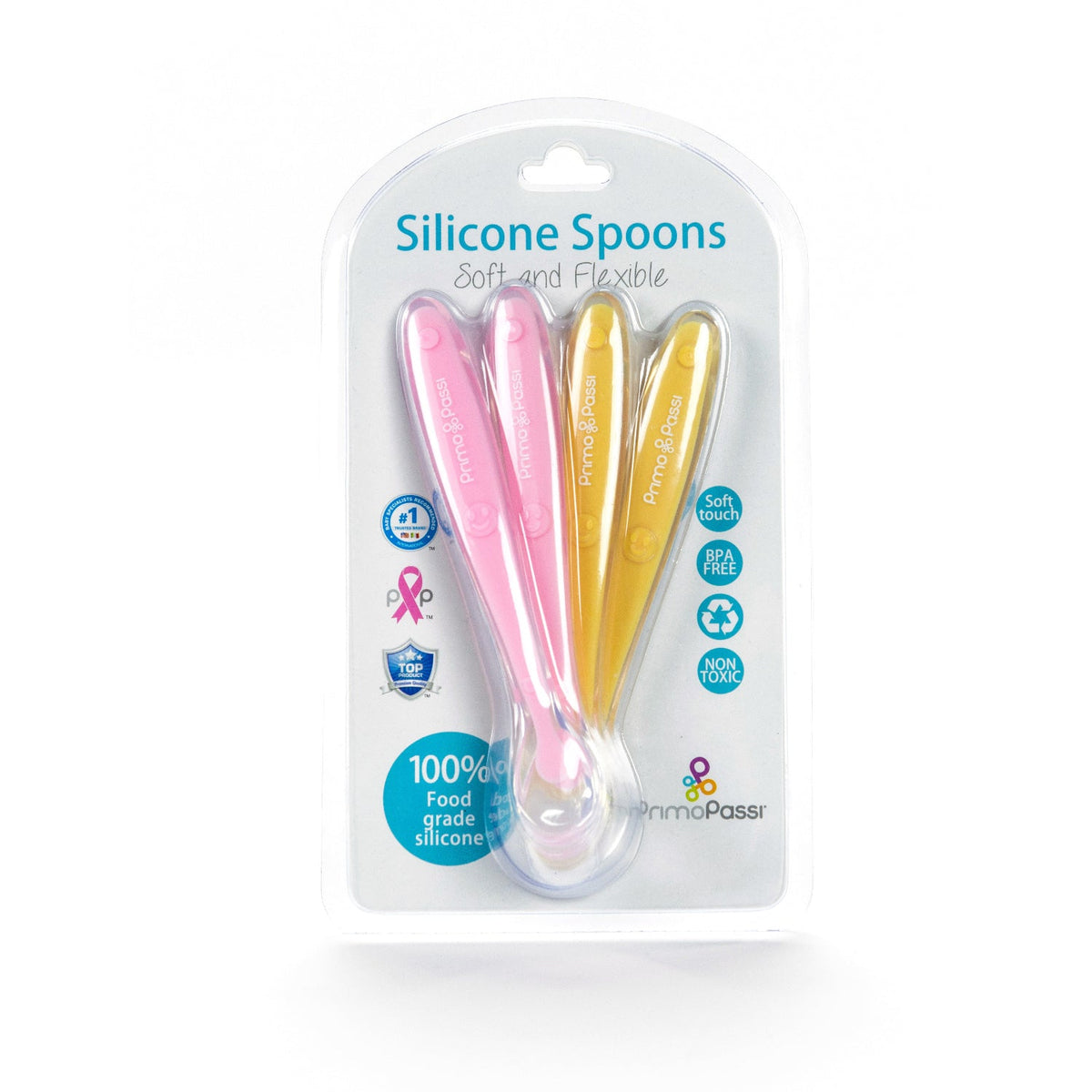 Silicone Spoon 4pk In Pink And Yellow