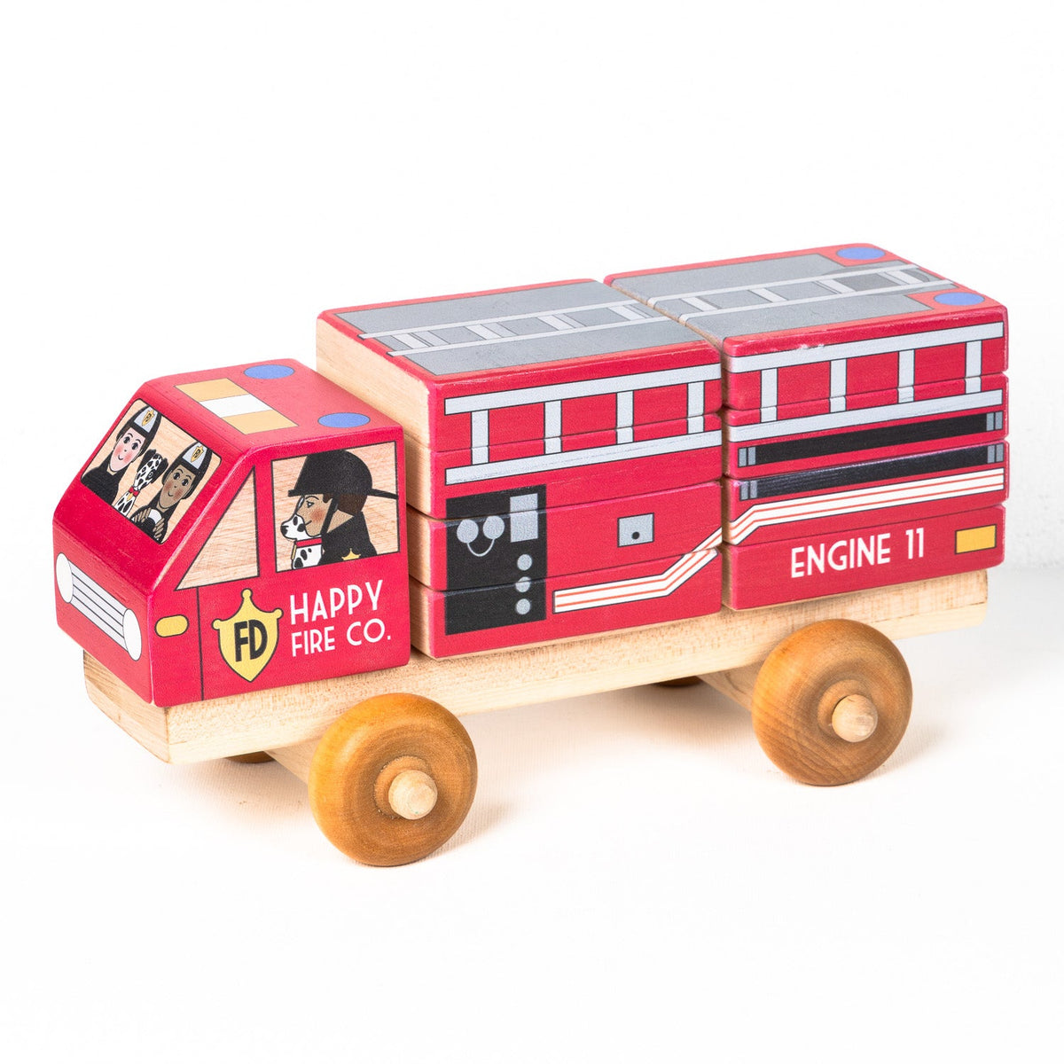 Stackable Puzzle - Fire Truck | Made In The Canada | Printed With Non-toxic Ink In The Usa 🇺🇸