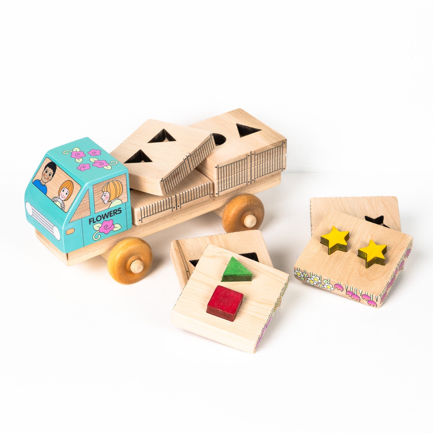 Stackable Puzzle Truck - Flower Delivery Truck | Made In The Canada | Printed With Non-toxic Ink In The Usa 🇺🇸