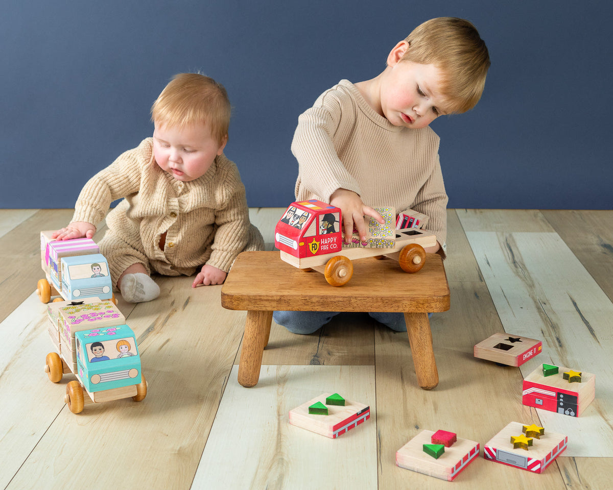 Stackable Puzzle - Fire Truck | Made In The Canada | Printed With Non-toxic Ink In The Usa 🇺🇸