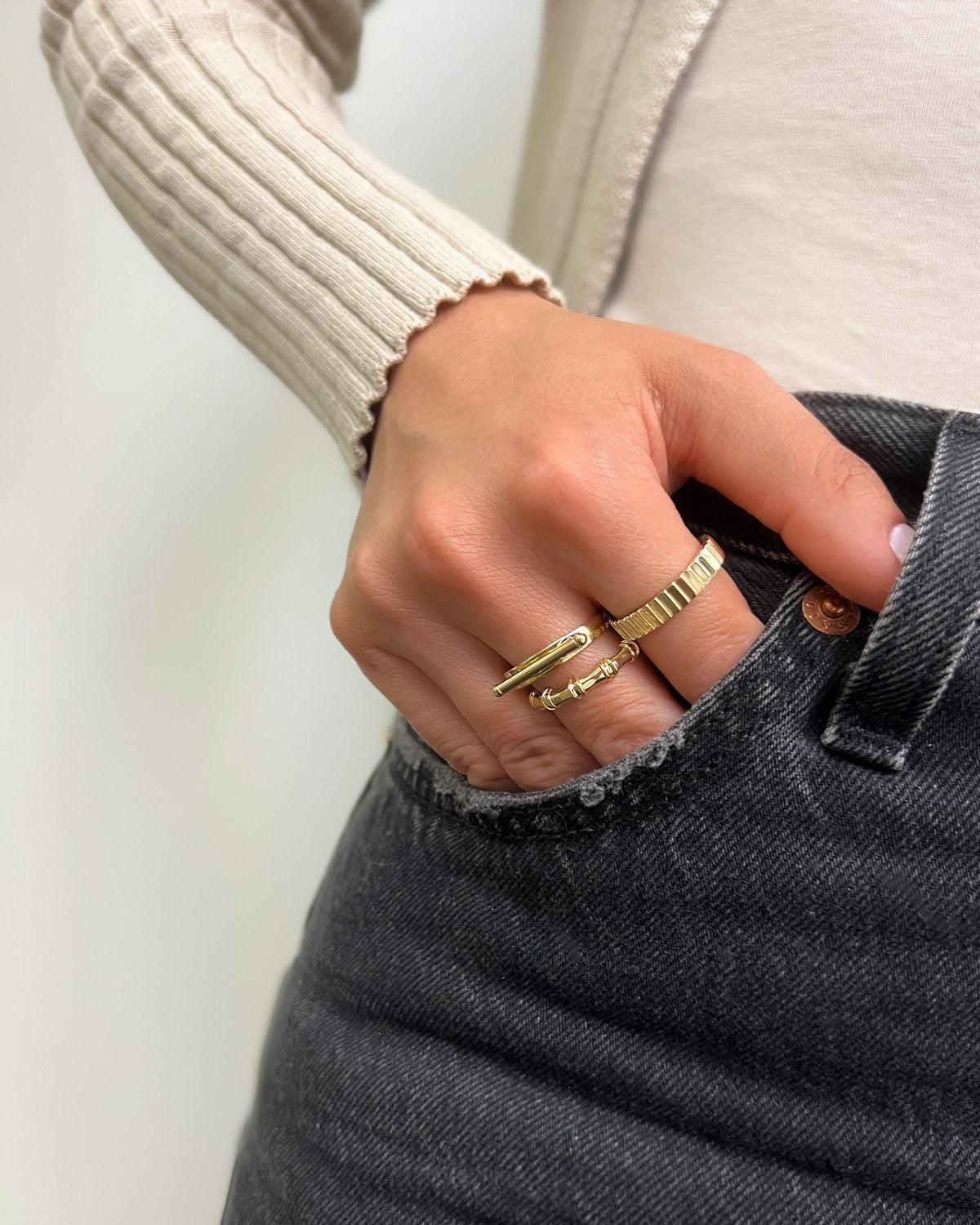 14k Gold Notched Ring