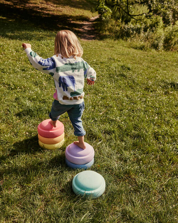Stapelstein Complete Set – Rainbow Stacking Stones with Speckled Caps