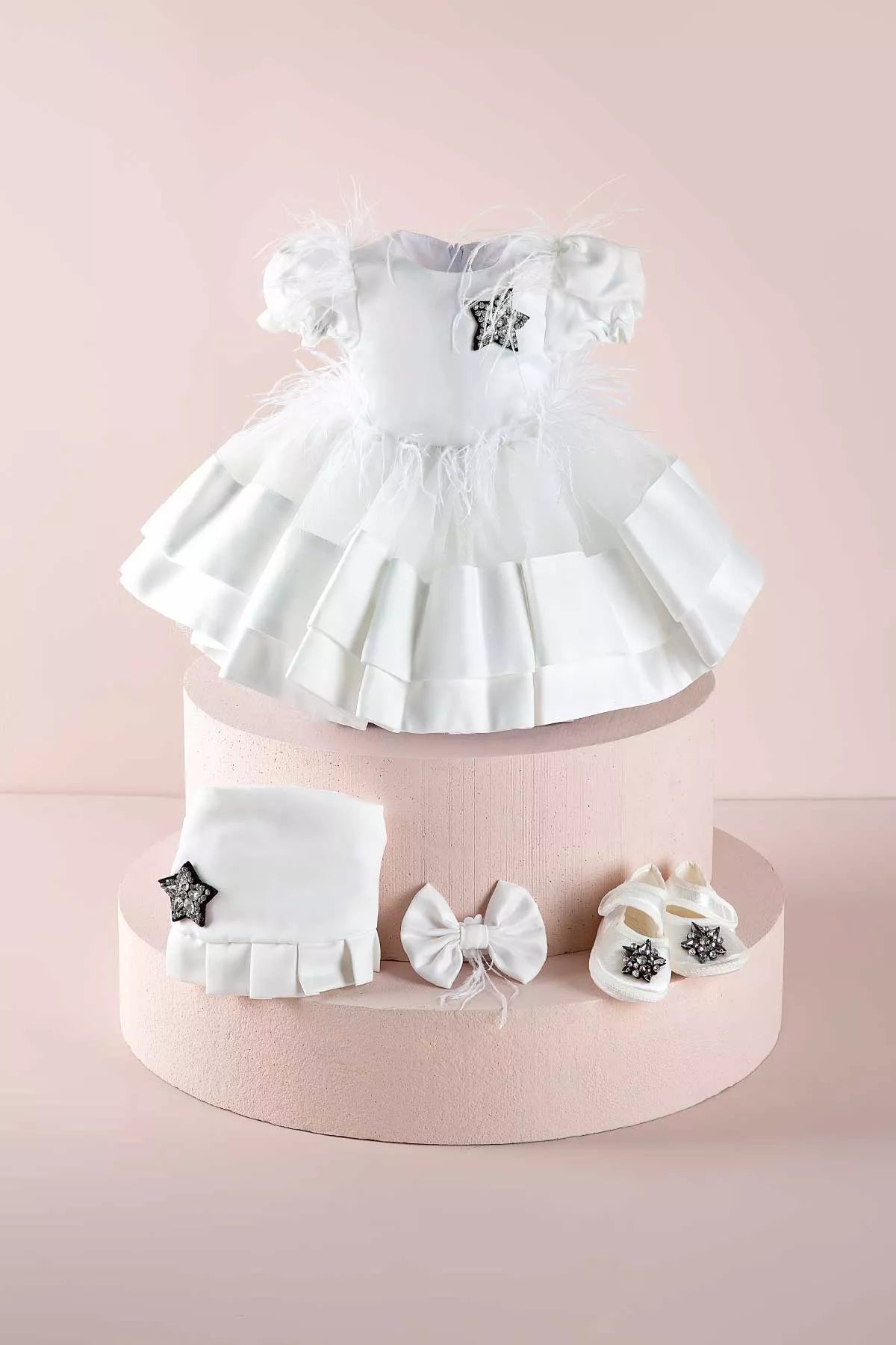 Star White Baby Dress Set