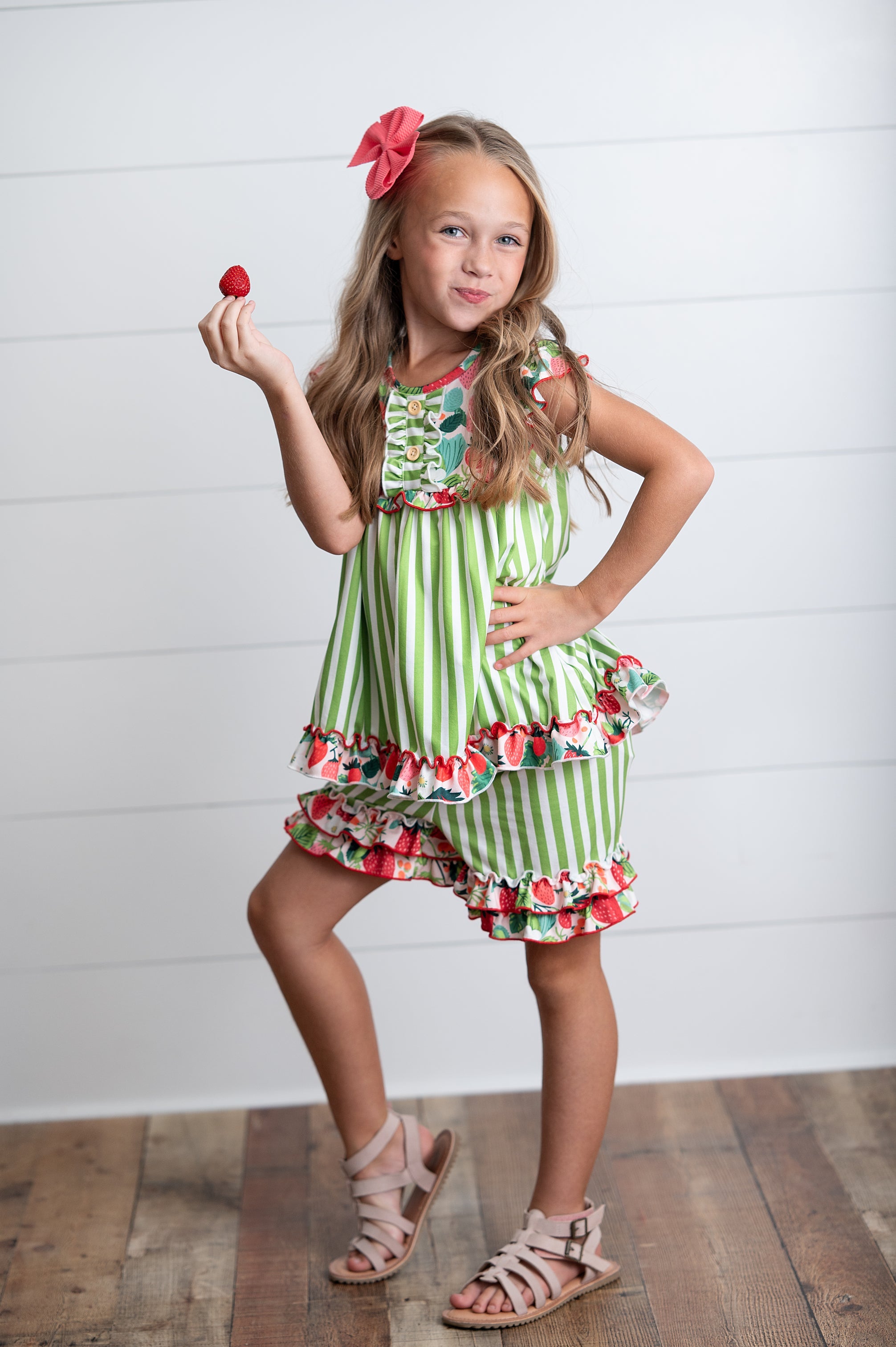 Strawberry Stripe Short Set