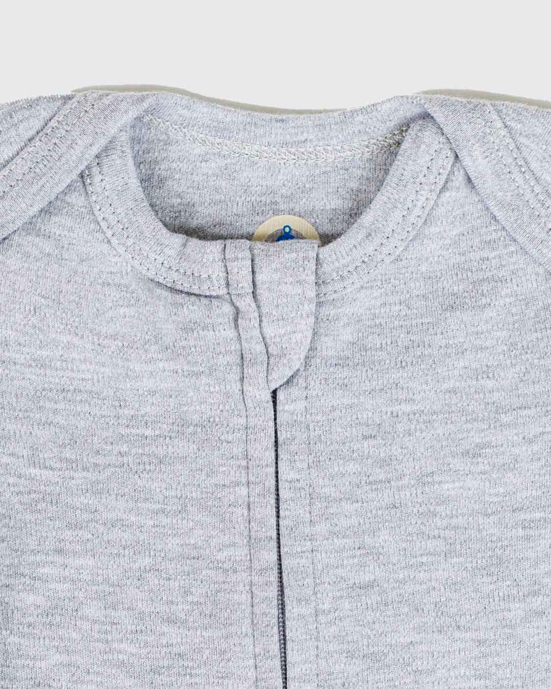 Short Sleeve Zipper Bodysuit In Storm, 3-6m