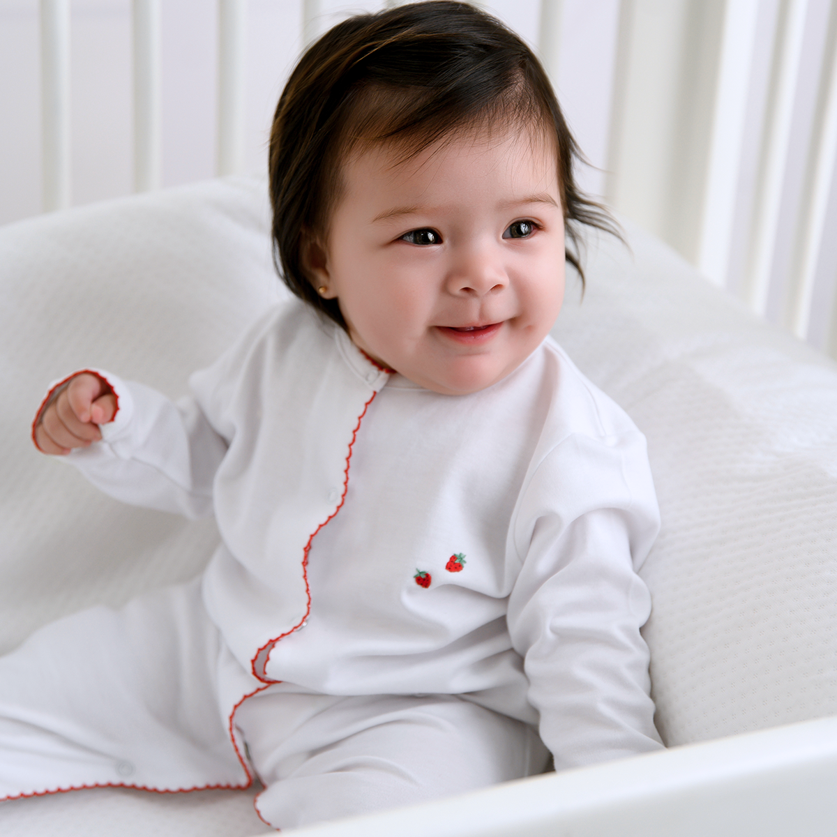 Strawberries Embroidery Footie | Baby Girl