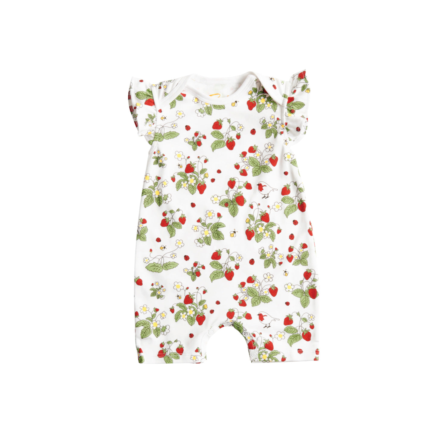 Strawberry Fields Flutter Sleeve Baby Romper