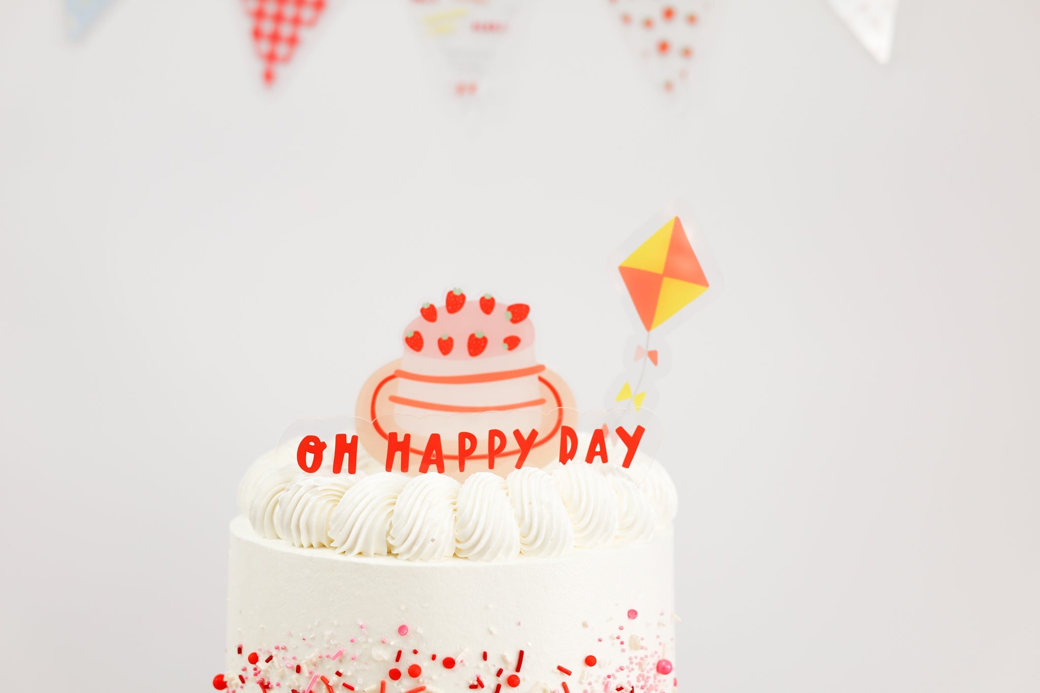 Strawberry Picnic Acrylic Cake Topper Set