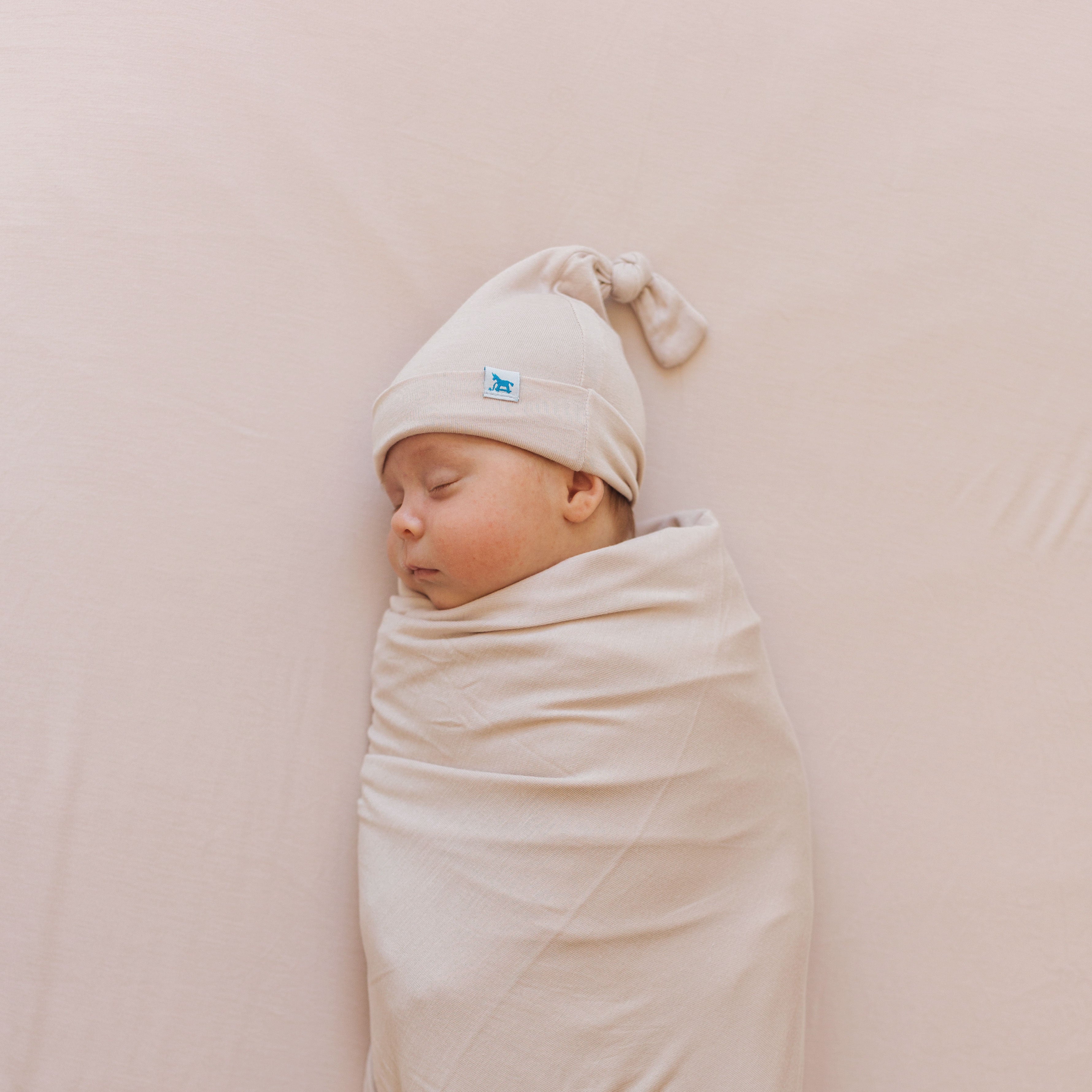 Stretch Knit Swaddle And Hat Set - Soft Blush