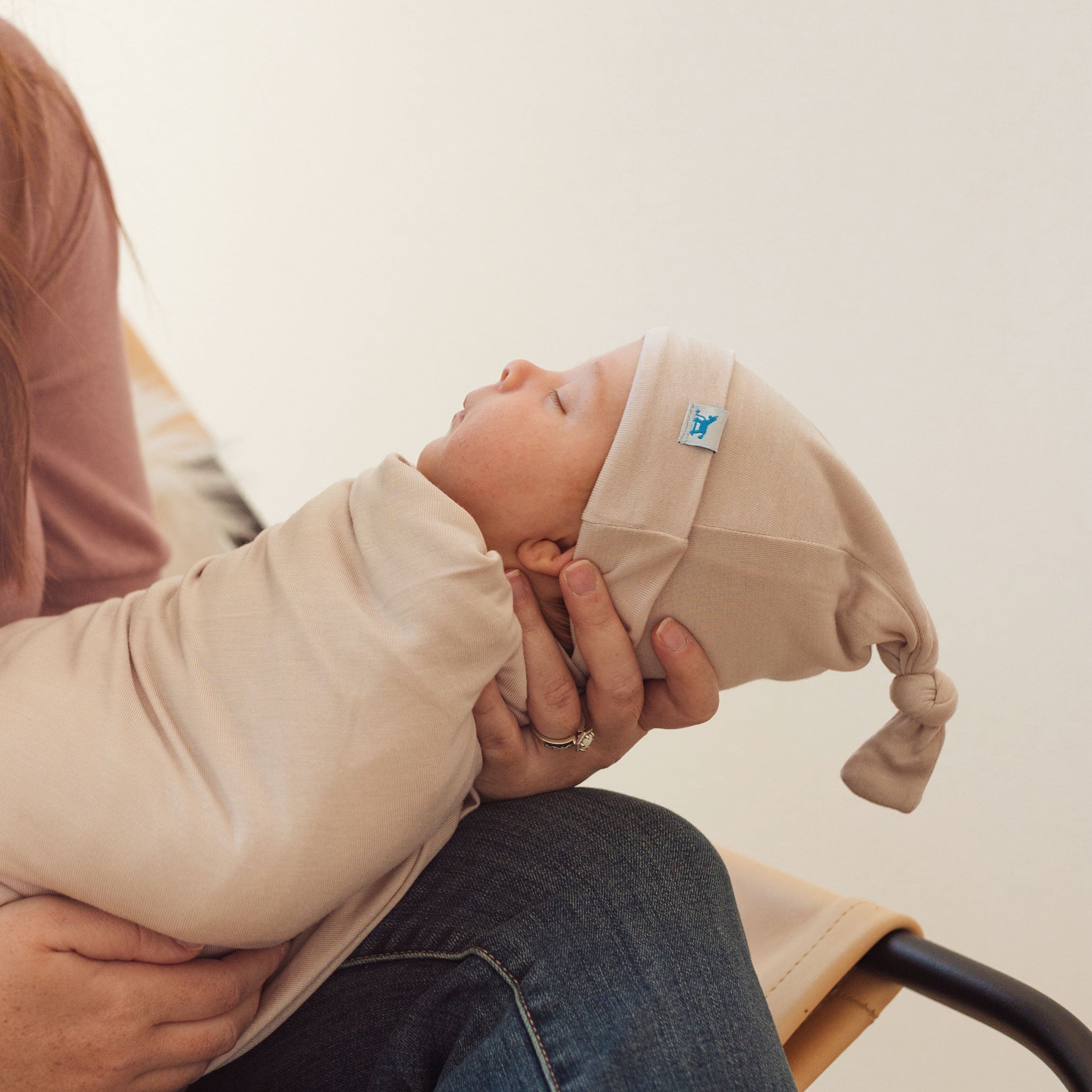 Stretch Knit Swaddle And Hat Set - Soft Blush