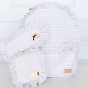 Nude Plaid Ruffled Nylon Backpack