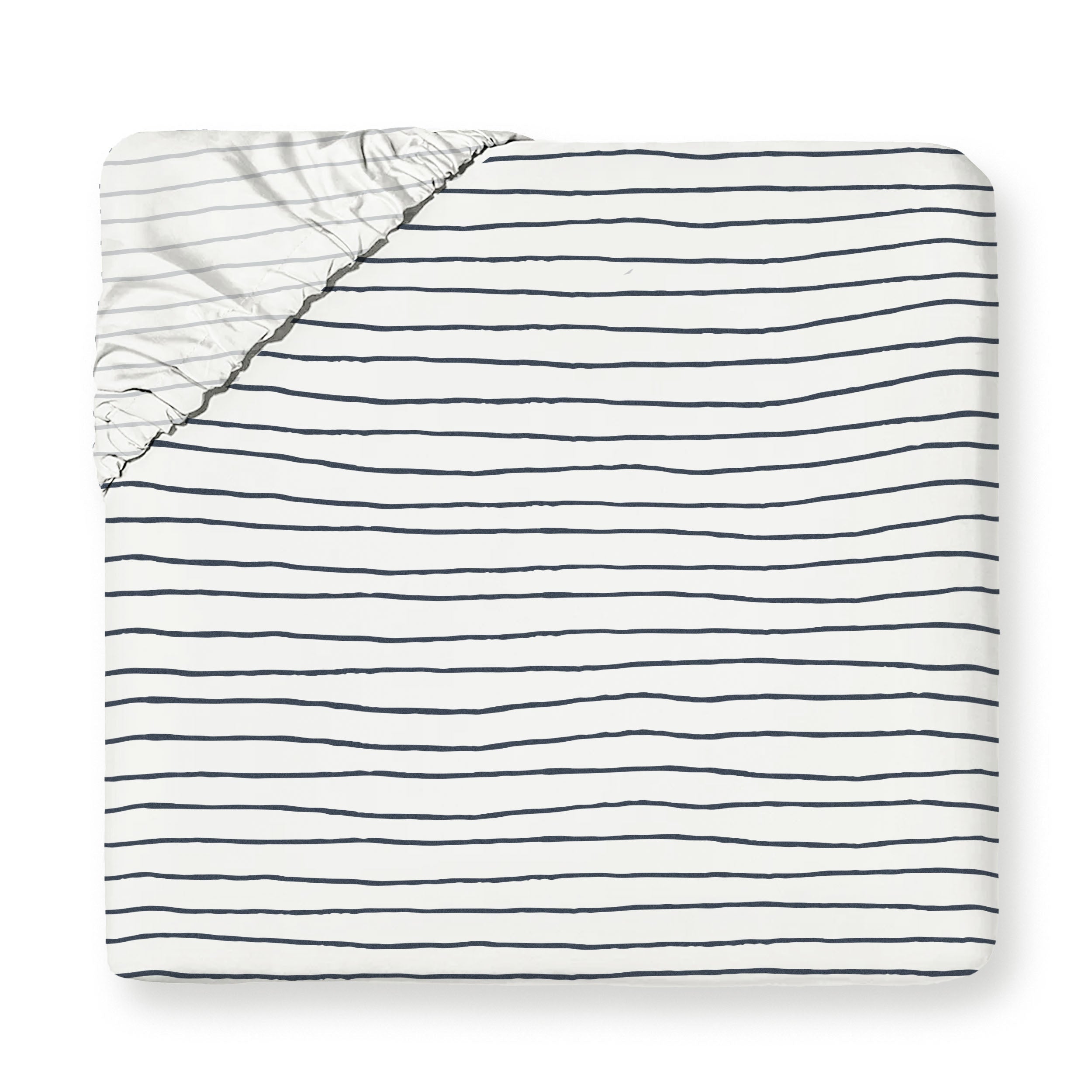 Organic Kids Fitted Sheet - Navy Stripes