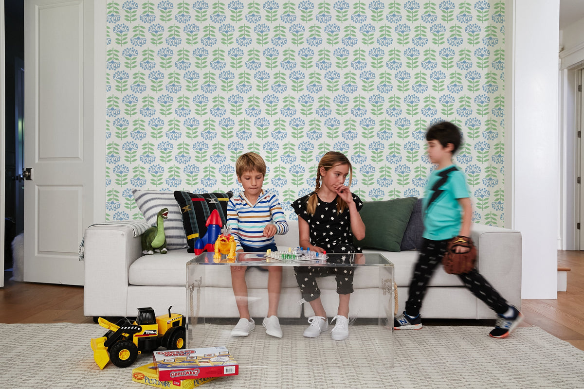 'stylized Papyrus' Wallpaper By Tea Collection - Cornflower