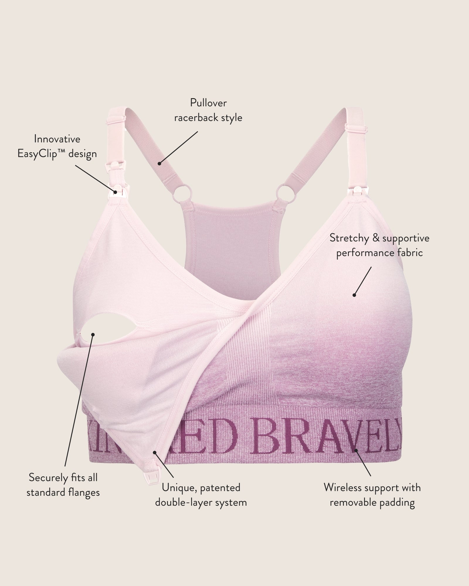 Sublime® Hands-free Pumping & Nursing Sports Bra | Ombre Purple