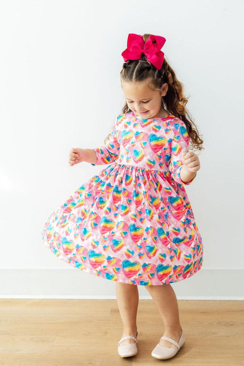 Sugar & Spice 3/4 Sleeve Pocket Twirl Dress