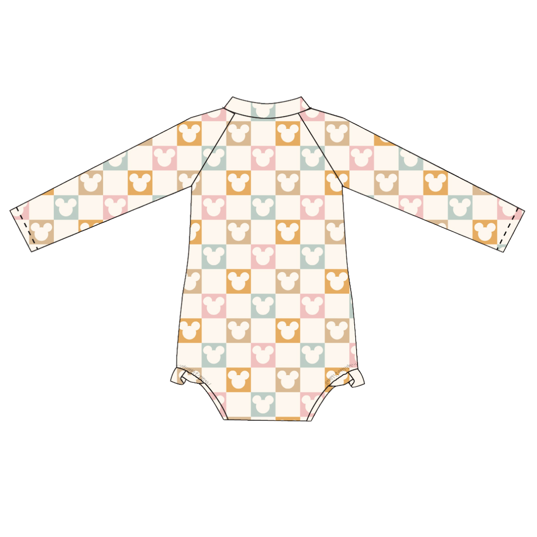 Checkered Magic Long Sleeve Swimsuit