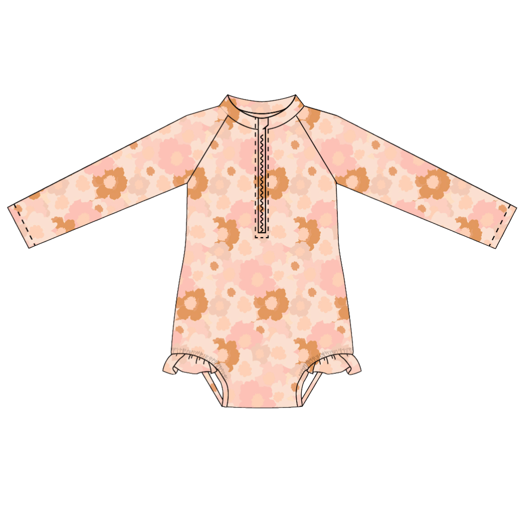 Blush Meadow Long Sleeve Swimsuit
