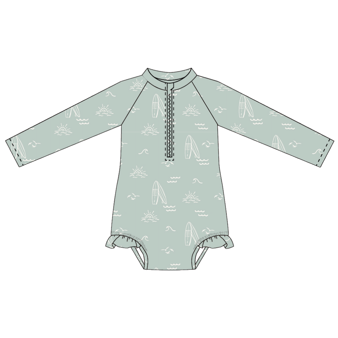 Sage Surfer Long Sleeve Swimsuit