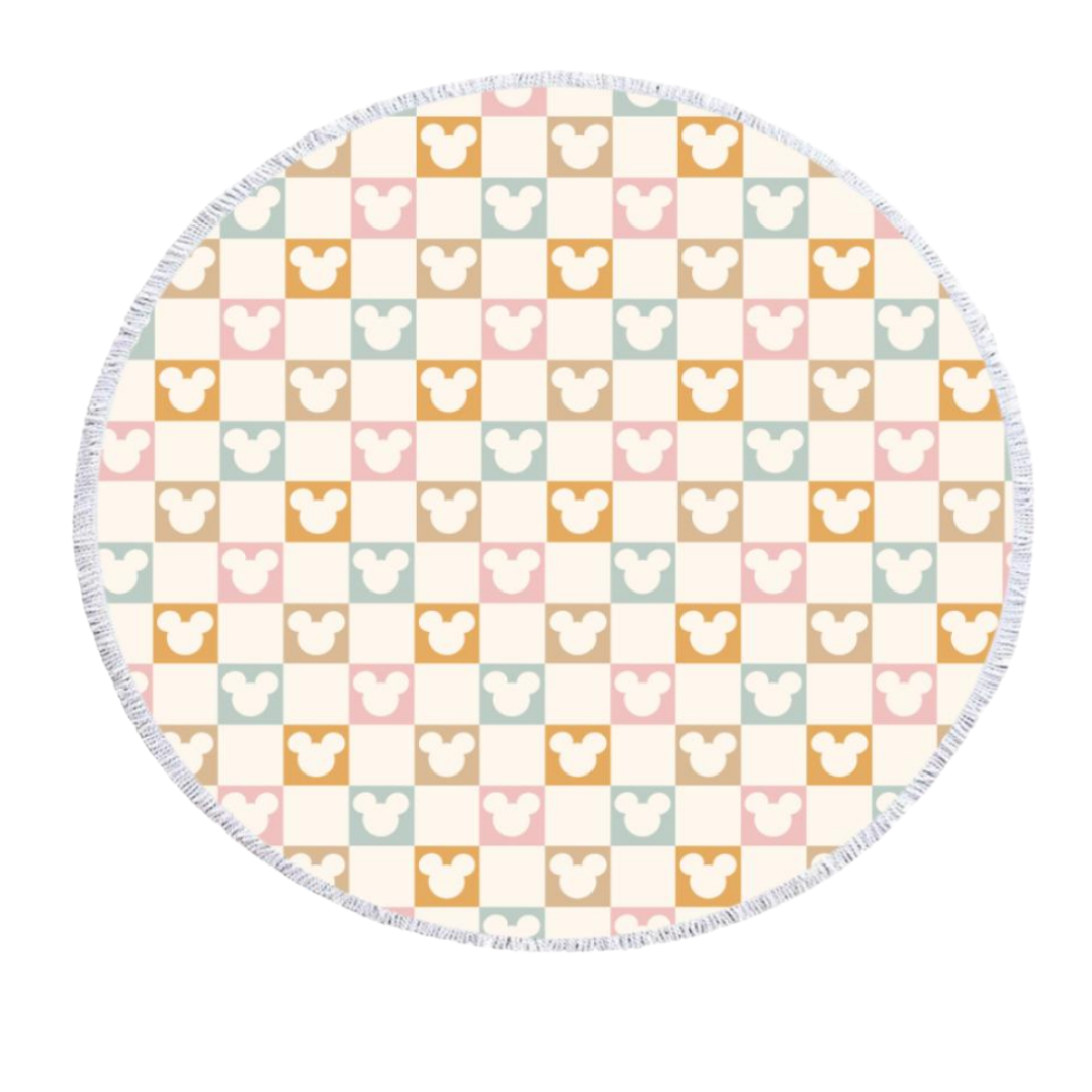Checkered Magic Round Beach Towel Blanket