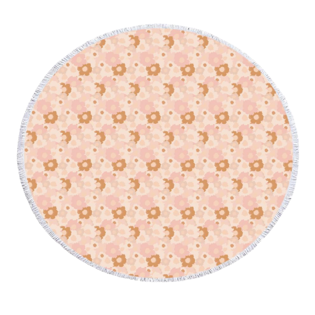 Blush Meadow Round Beach Towel Blanket