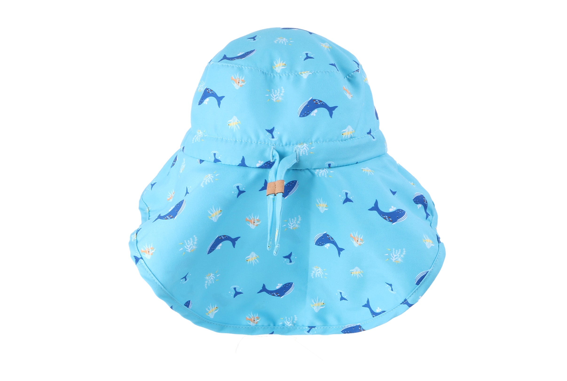 Baby/kids Sun Hat With Neck Cape - Blue Whale