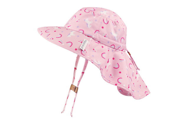 Baby/kids Sun Hat With Neck Cape - Unicorn