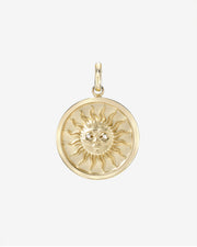 14k Gold Diamond Sun Medallion Pendant