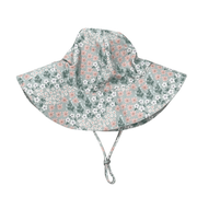 Girls Sun Hat In Aqua Grey Floral