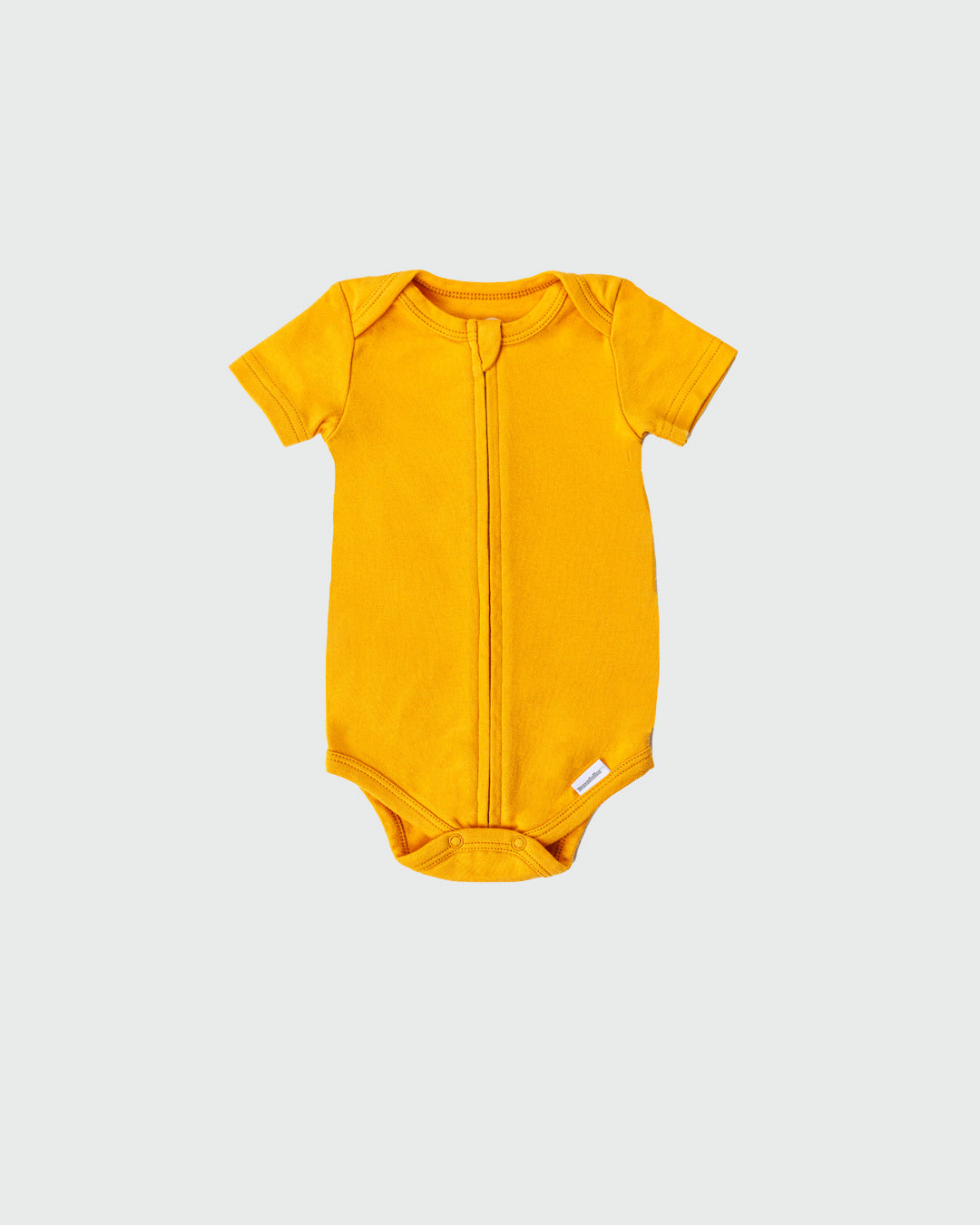 Short Sleeve Zipper Bodysuit In Sunburst, 3-6m
