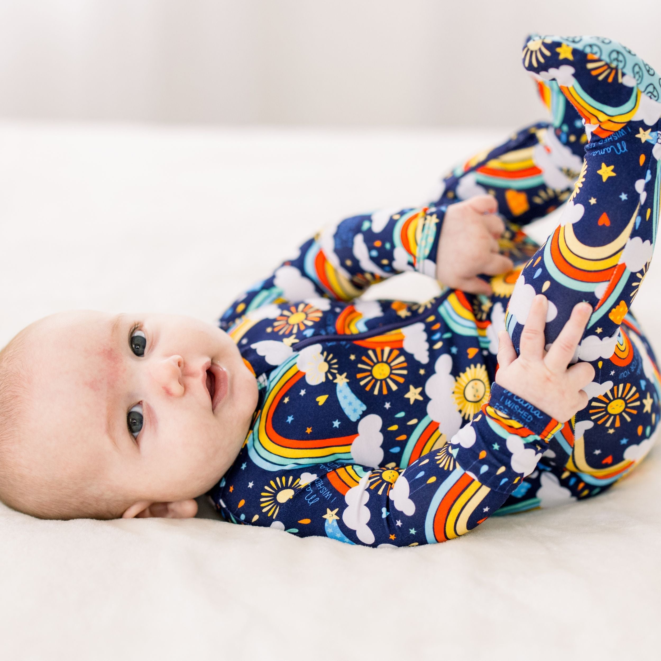 The Second-skin Footie | Here Comes The Sunshine (blue) | "mama, I Wished For You"