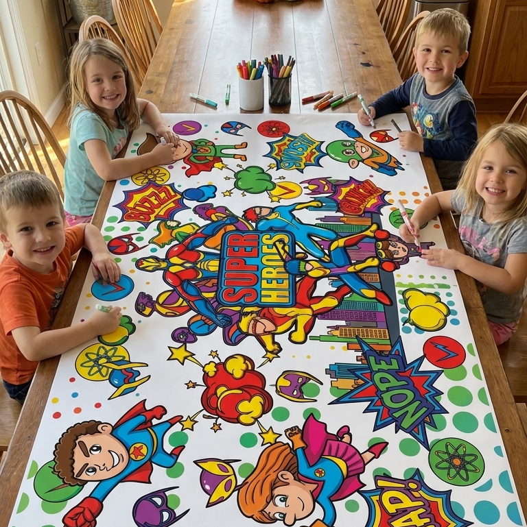 Super Hero Coloring Table Cover