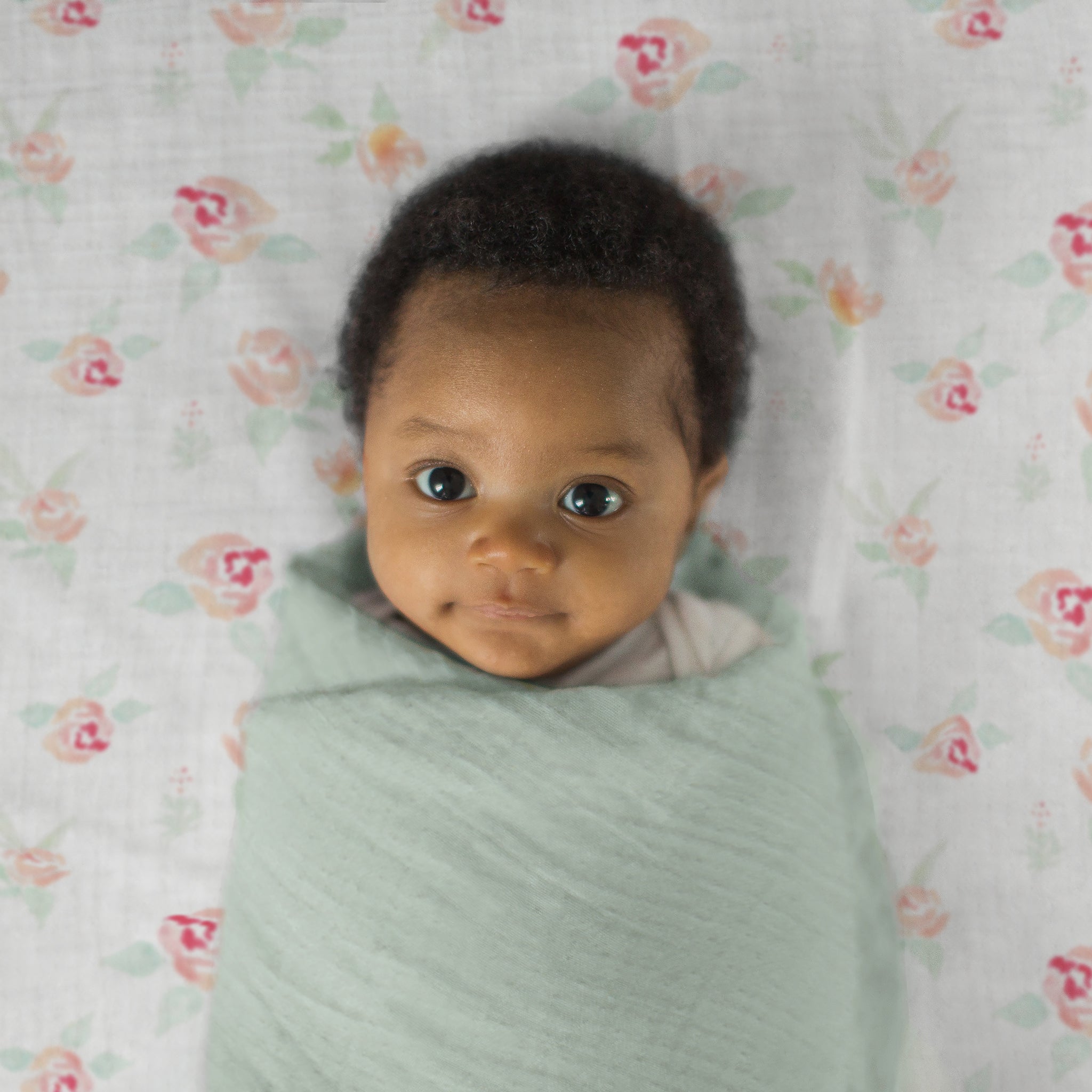 Muslin Swaddle Blankets - Set Of 3 - Spring Morning - Featuring Peachy Pink Watercolor Floral By Artist Lynette Damir