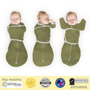 Omni Swaddle Sack With Wrap - Most Versatile Swaddle - Arms Up Sleeves & Mitten Cuffs, Heathered Green Turtle With Polka Dot Trim